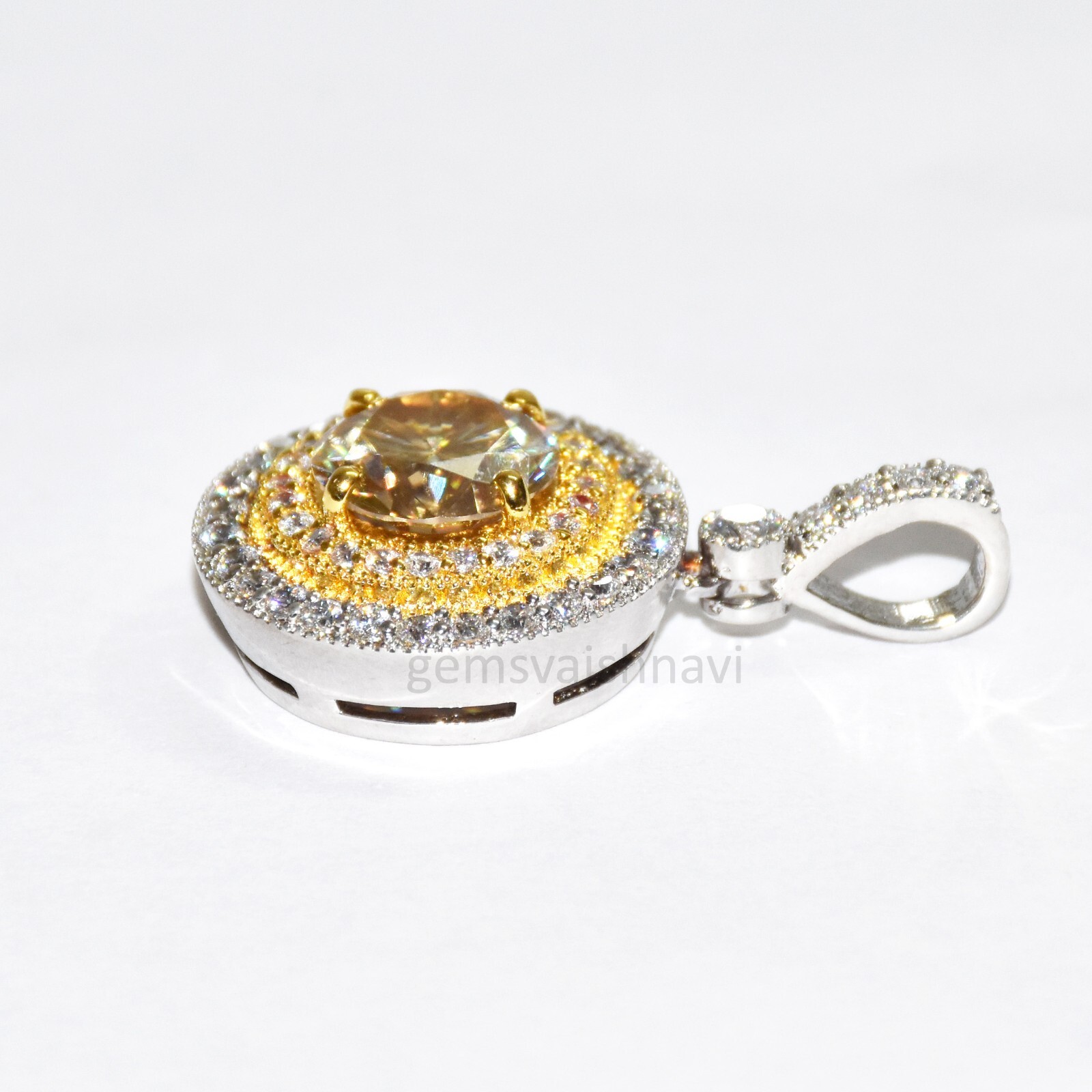 4 Ct Champagne Treated Diamond Designer Pendant VVS1 Certified ! Wedding Gift
