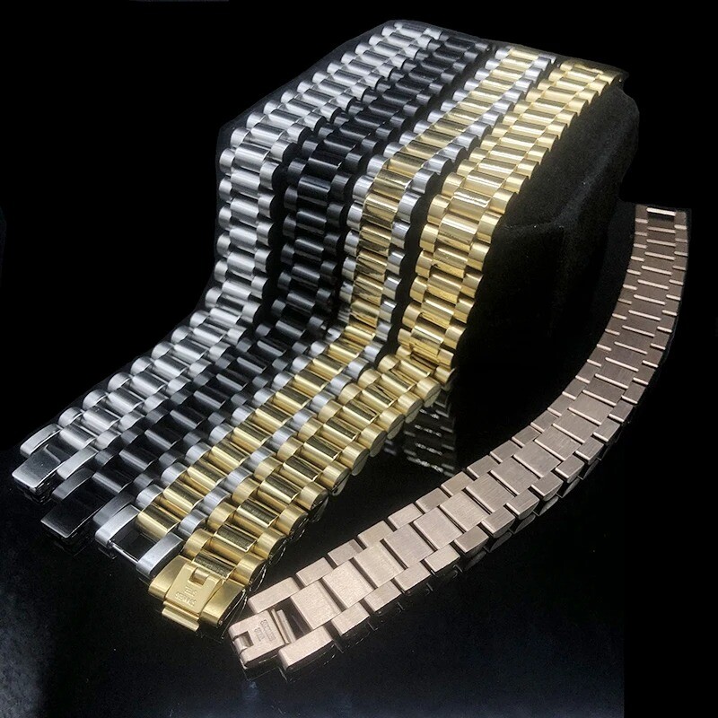 15MM Wide 8/8.86‘’ Watch Chain Wristband Bracelet Gold Plated Stainless Steel