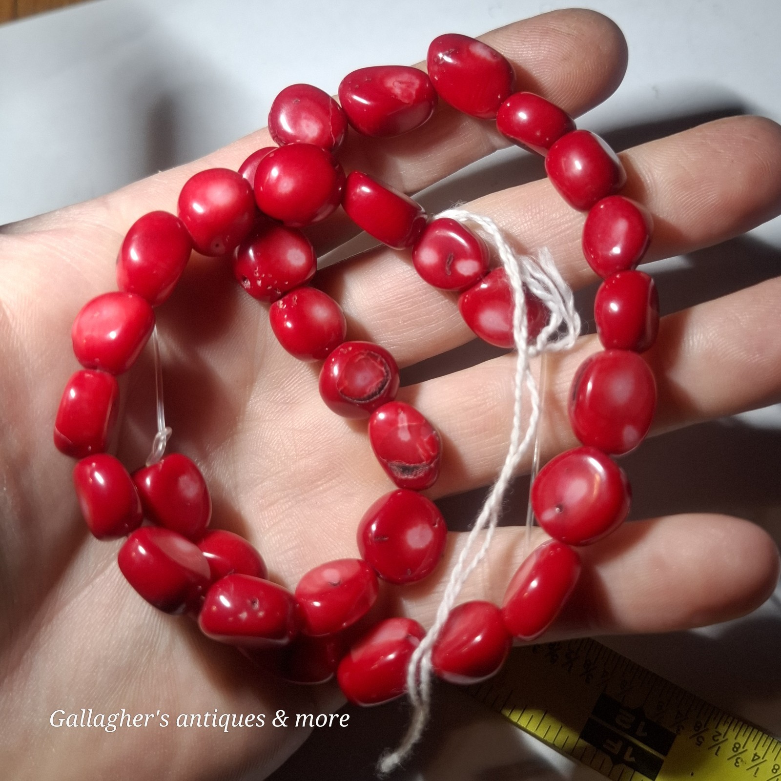 16 inch strand of Bamboo Coral Chuncks Cherry red Bamboo Coral beads Size varies