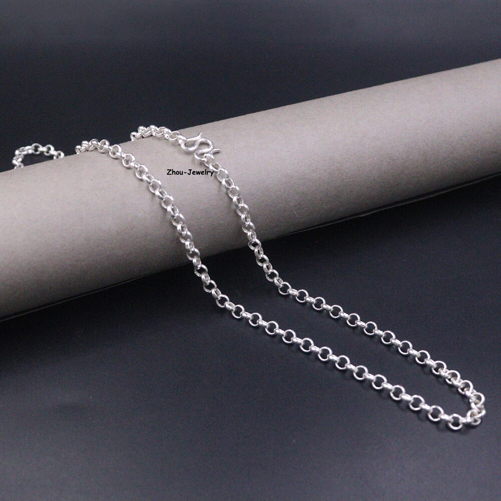 Real S925 Sterling Silver Chain 4.5mm Cable Rolo Link Necklace 16-17g 19.6inch