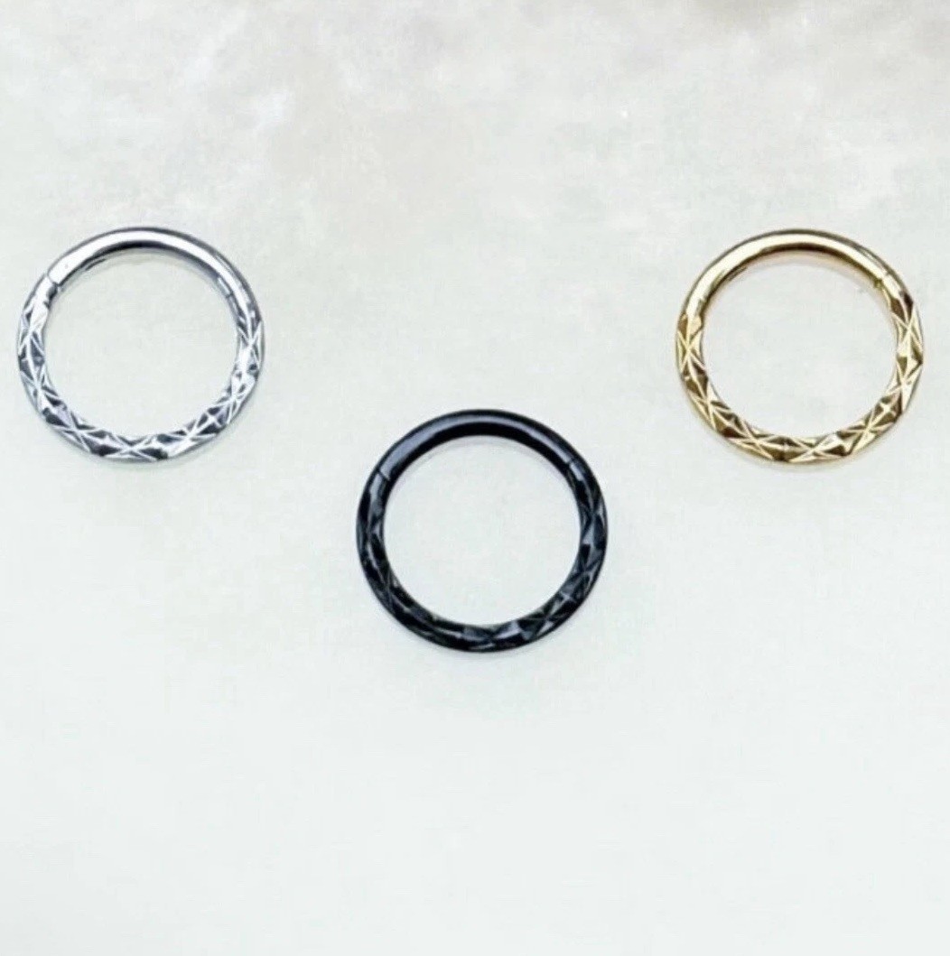 Titanium Textured Clicker. Septum, Daith, Cartilage. 16G. 6mm, 8mm or 10mm.