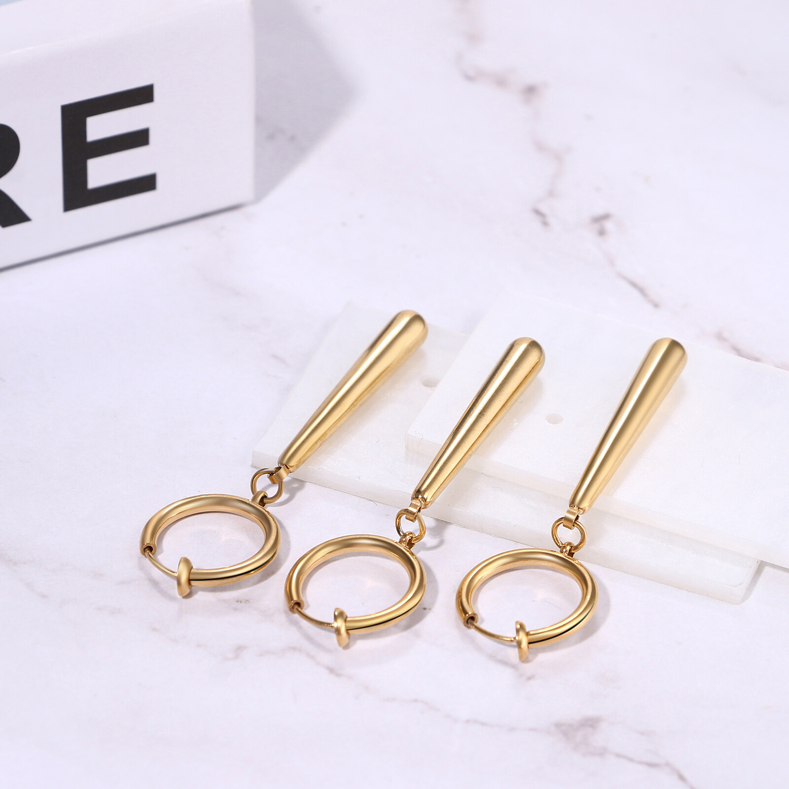 3 Piece Zoro Stainless Steel Anime Cosplay Lover Long Bar Dangle Clip-on Earring