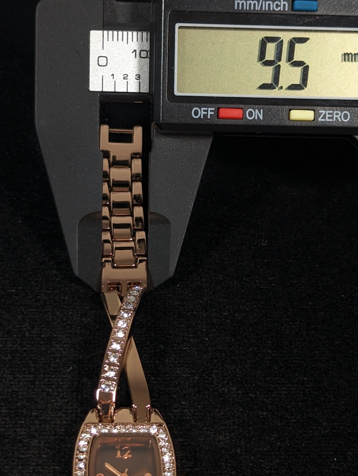 Brown Dial Crystal Accent Rectangle Case Link Bracelet Band Watch Womans 7.25 in