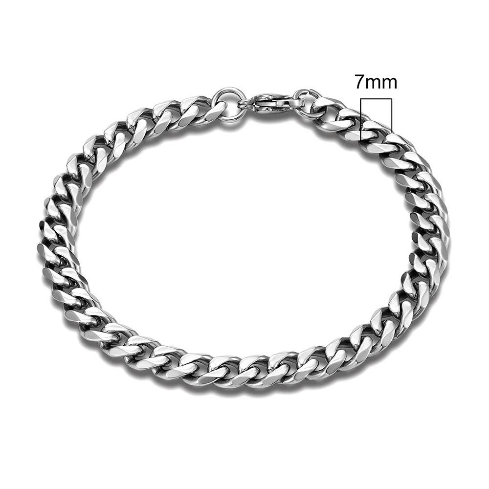 3-11 mm Punk Rock Stainless Steel Curb Cuban Link Chain Men Bracelet men Women