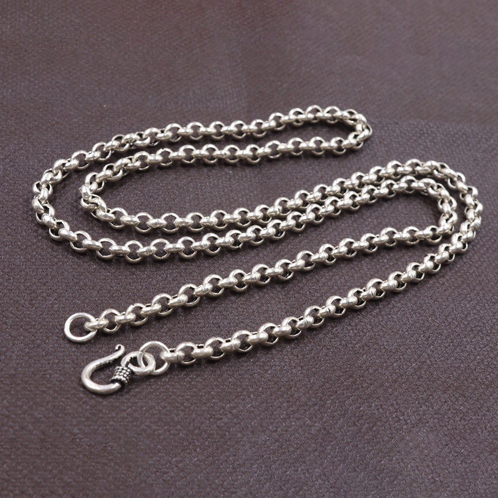 Pure 925 Sterling Silver Rolo Link Necklace 5mm Round Cable Chain 26-27g 25.6in