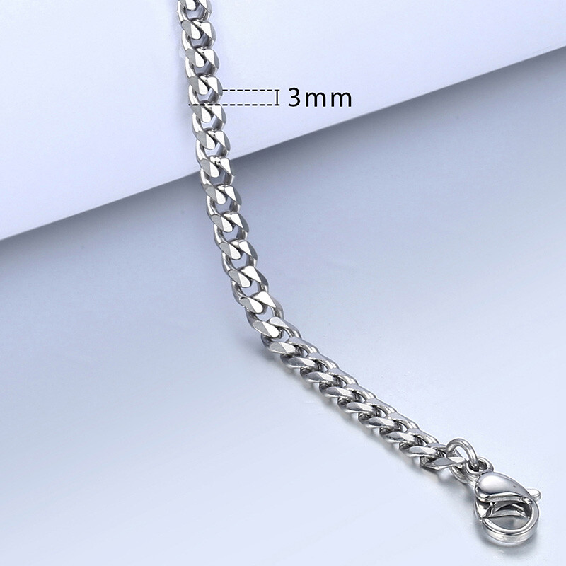 11″ Silver Curb Cuban Link Anklet Bracelet Stainless Steel Beach Chain 3/5/7mm