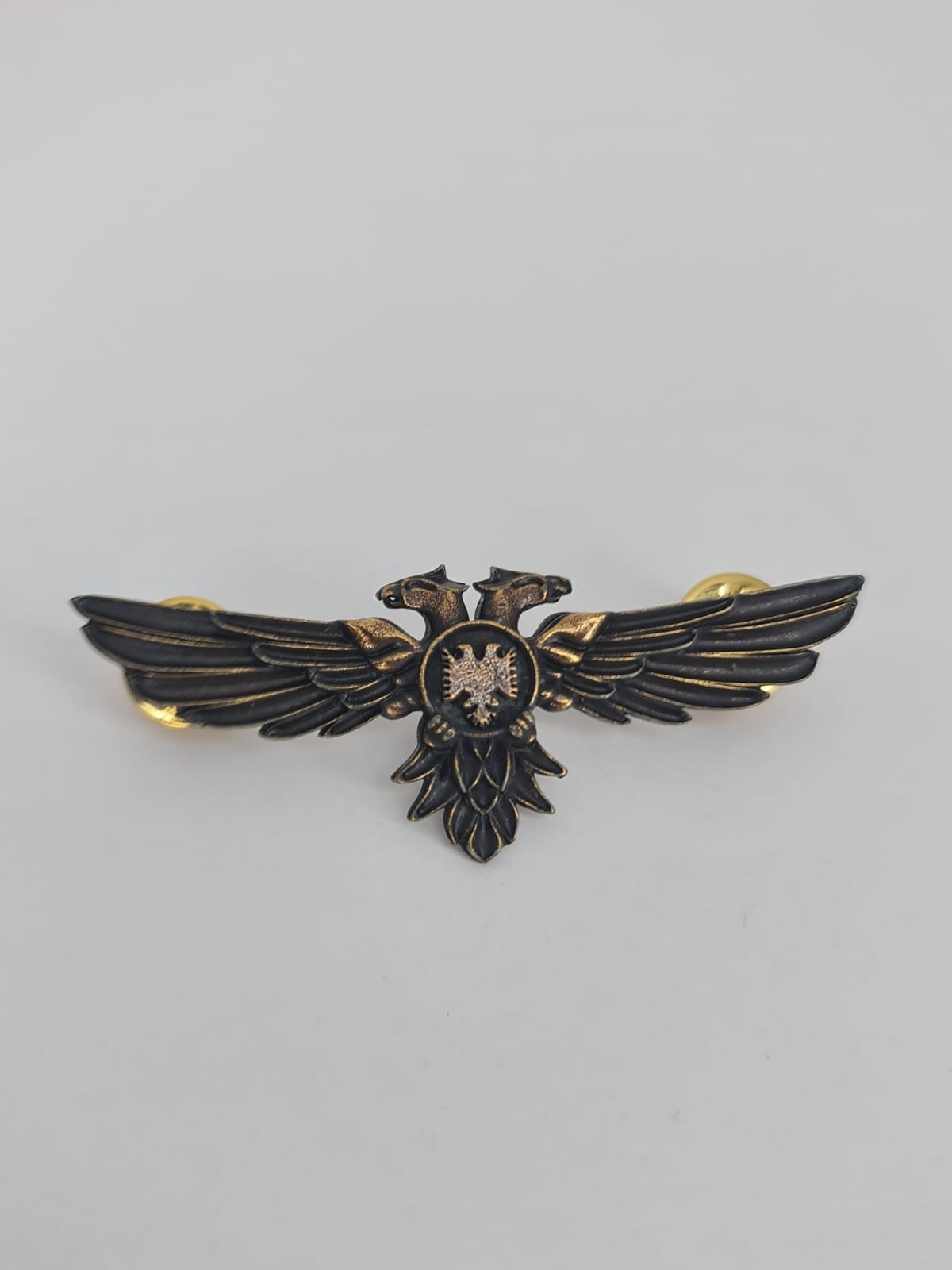 Double Headed Eagle Pin – Albania Ethnic Symbol – Bronze Finish Winged Badge