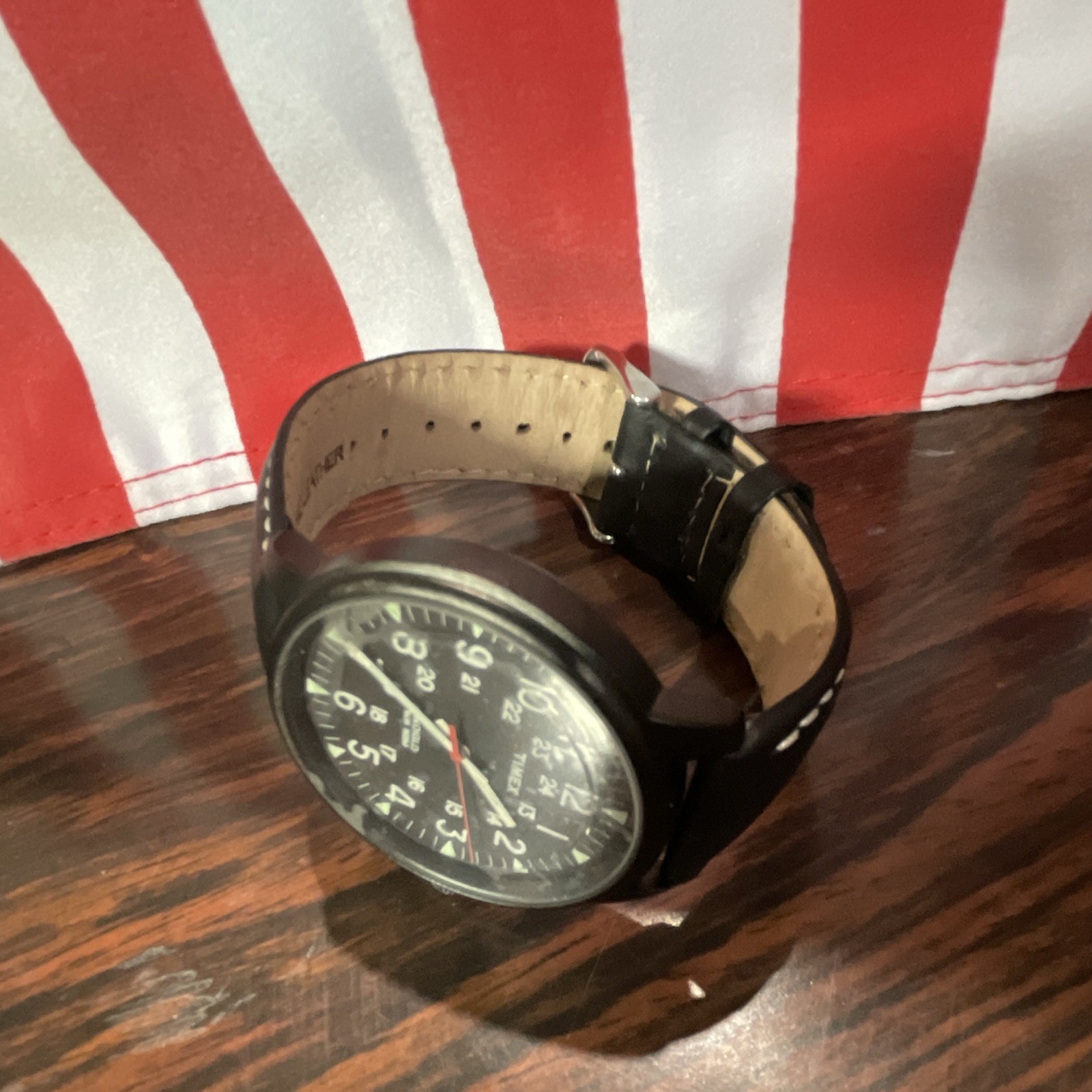 Timex Expedition Men’s Quartz Analog Black Dial Arabic Black Leather Strap Box