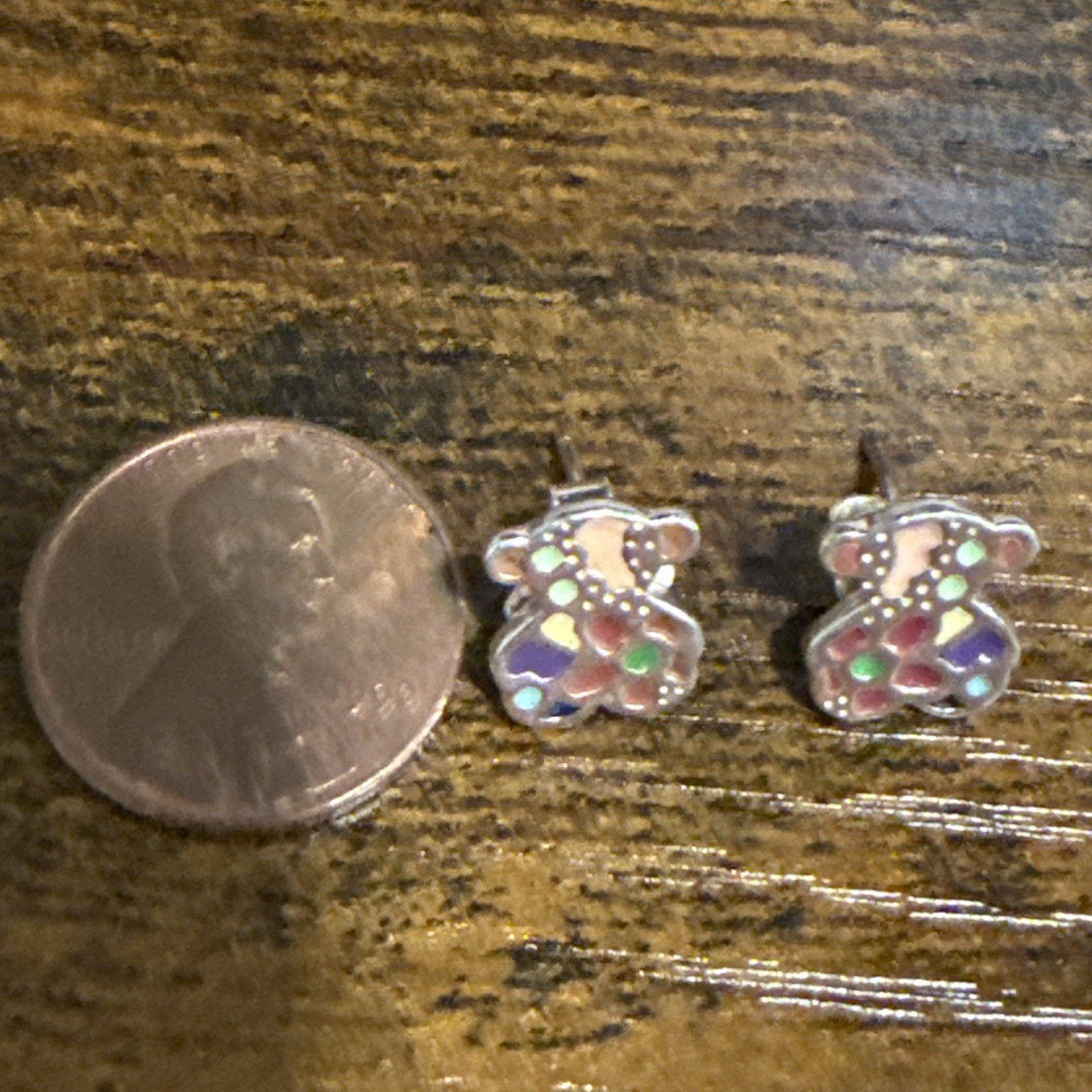 TOUS brand teddy bear stud earrings featuring colorful enamel detailing