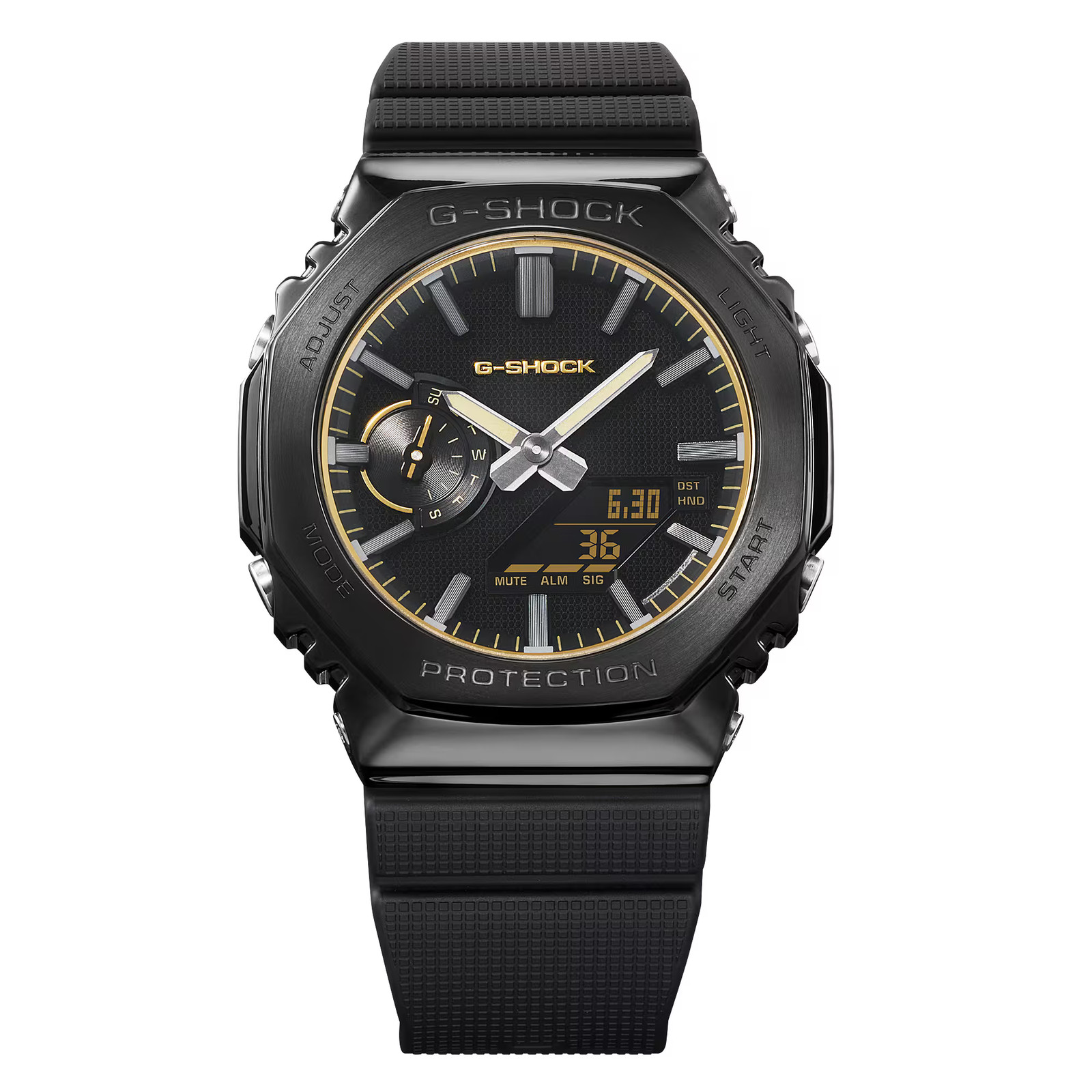 G-Shock GM2100LXB1A9 Luxe Black Metal Octagonal Ana-Digi Resin Strap