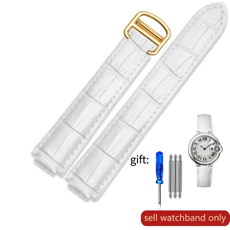 Genuine Leather Strap for Cartier Blue Balloon Men Women Vintage Soft