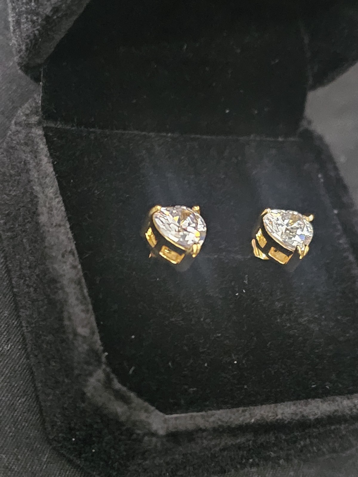 6.9mm Gold plated Heart Shape CZ Stud Earrings