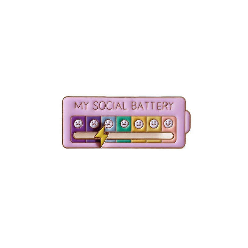 Mood Conversion Energy Brooch for Women Men My Social Battery Badge