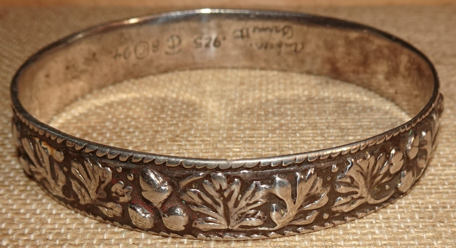Stunning Andrea Barnett 1994 Sterling Silver Ornate Bangle Bracelet 40 grams!