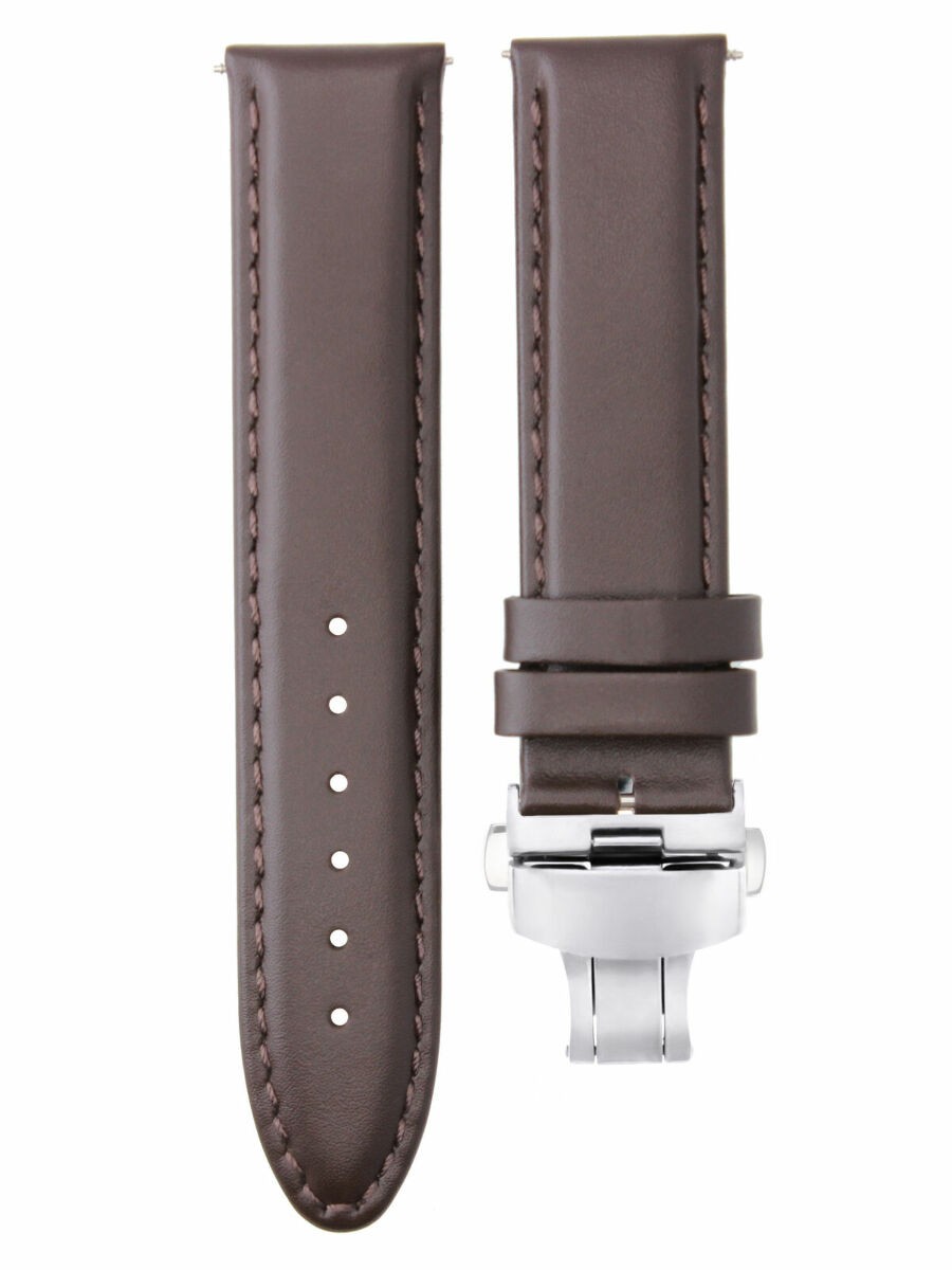 20MM SMOOTH LEATHER WATCH STRAP BAND BUCKLE FOR SEIKO SARB017 ,SNDC33 D/BROWN