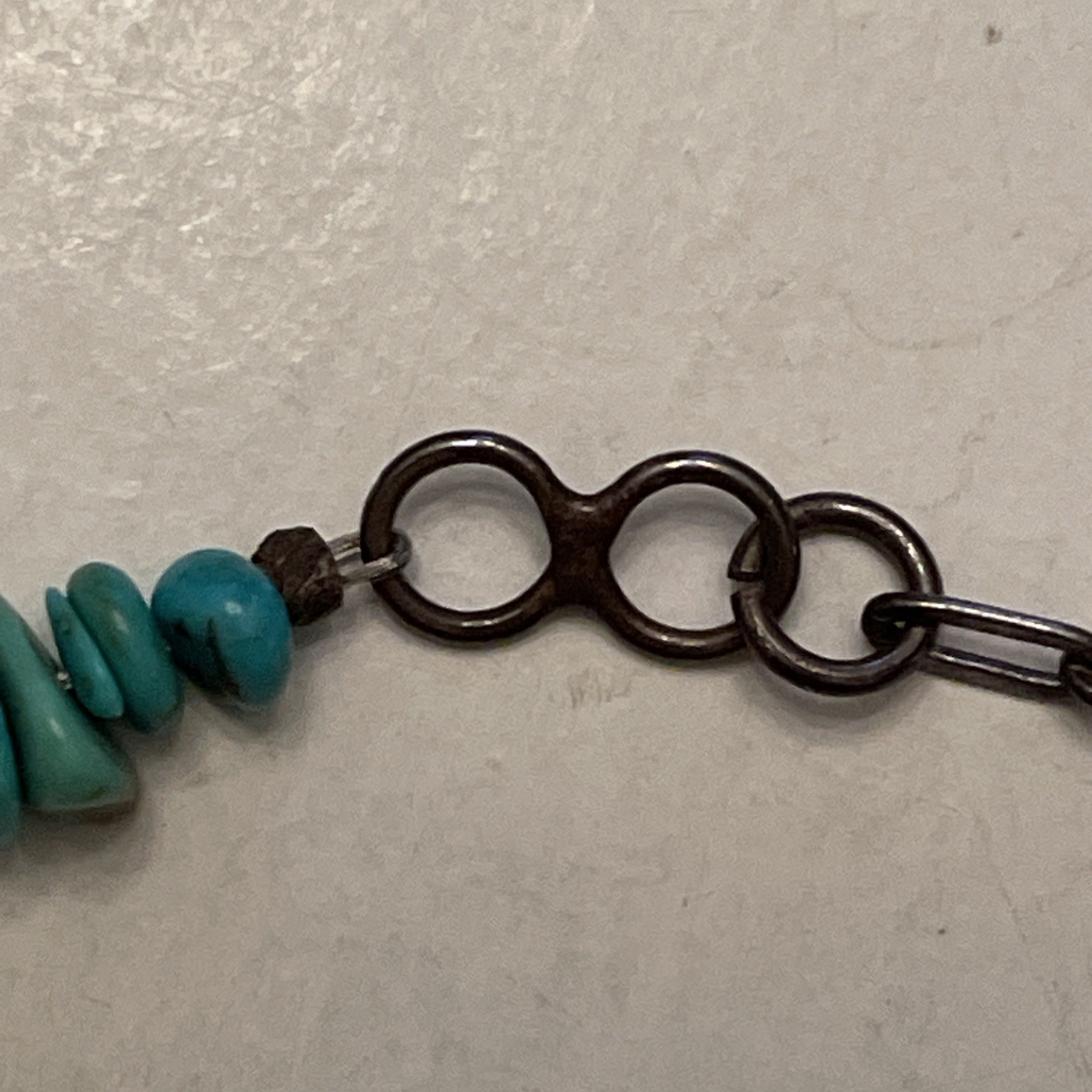 Turquoise Chip Necklace Sterling Silver 18 To 20 Inches Long Nugget Chips