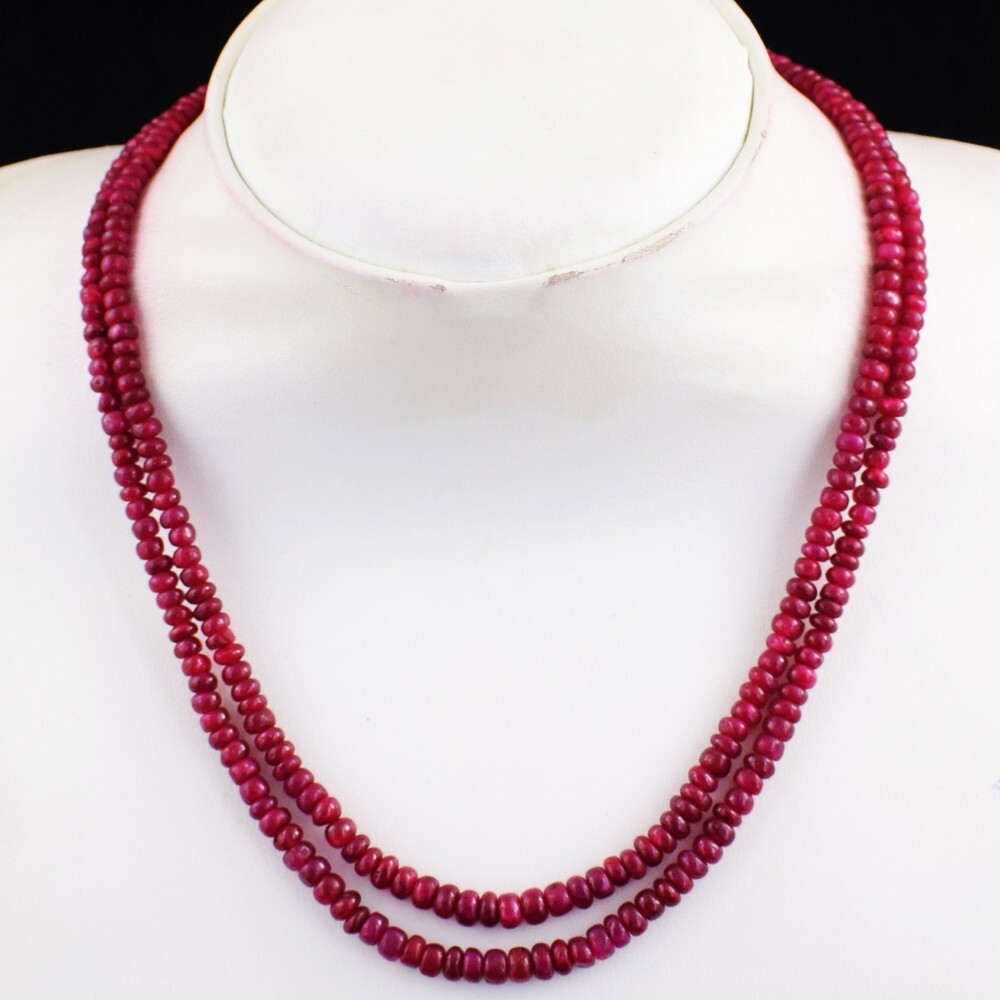 Most Beautiful 218 Cts Natural Red Ruby Round Shape Beaded Necklace SK 13E467