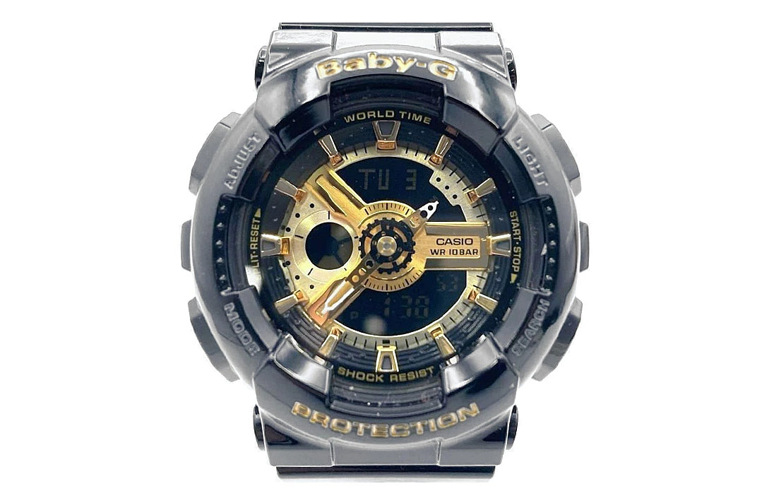 CASIO BABY G BA 110 1AJF BA 110 Series Glossy Black Gold with outer box and bag