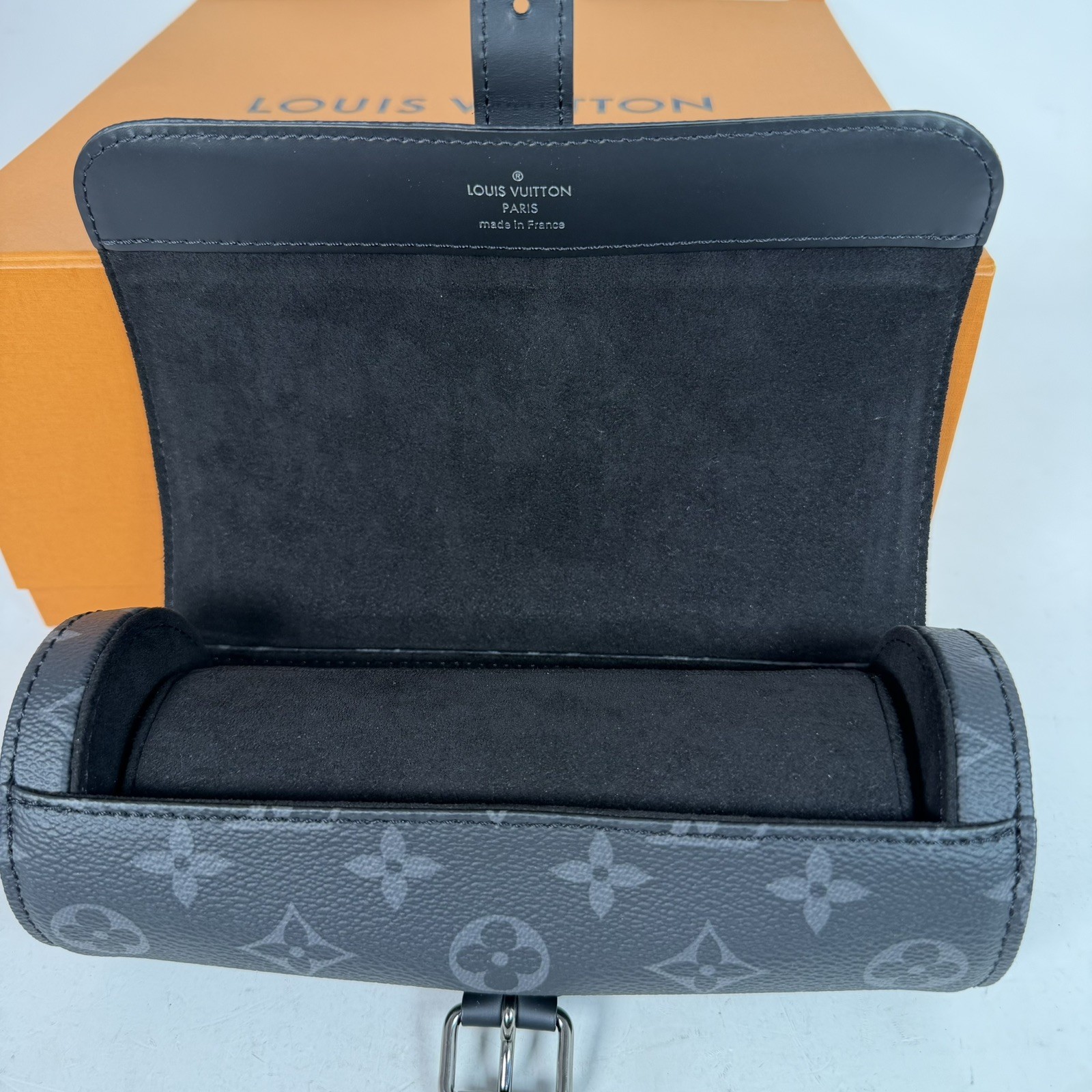 Louis Vuitton Monogram Eclipse 3 Watch Case M43385 Black Authentic