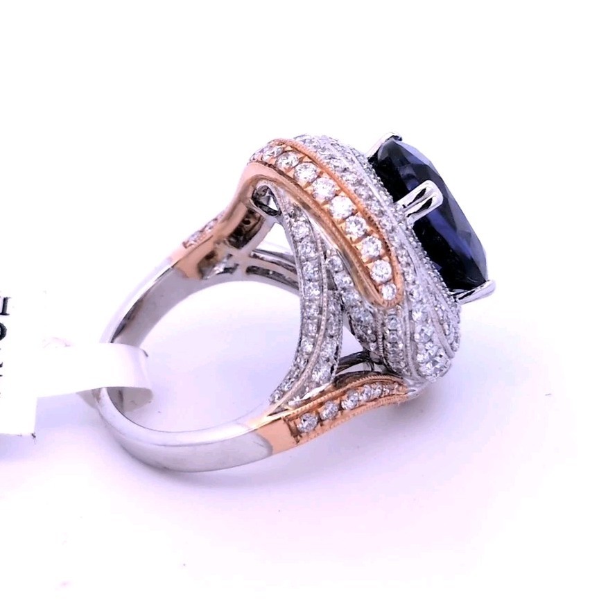 Video 9.89CT 18K White Rose Gold Natural Tanzanite Diamond 💎 Engagement Ring