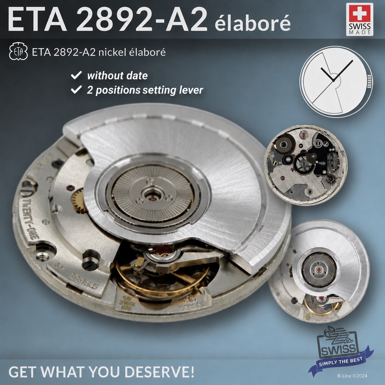 MOVEMENT ETA 2892A2 élaboré Automatic Movement, without date, comp. SW300