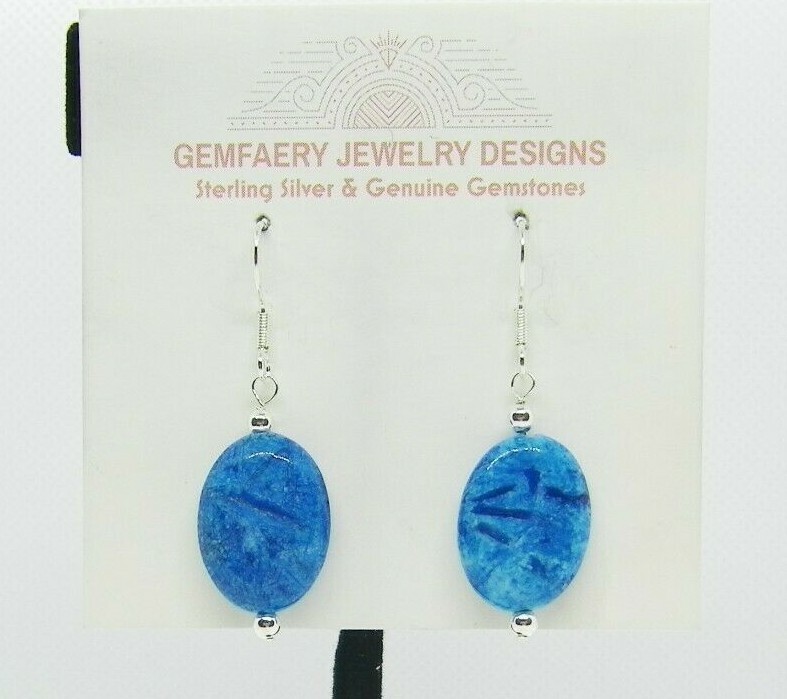 Sterling Silver BLUE CRAZY LACE AGATE Gemstone Earrings #2791…Handmade USA