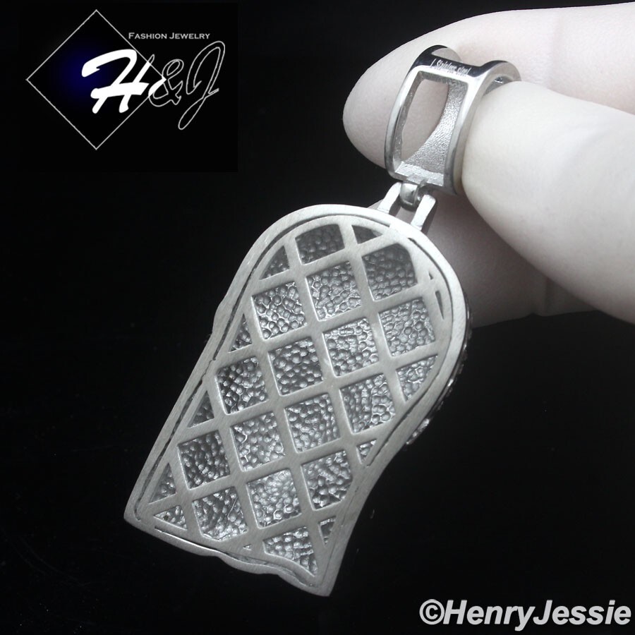 24″MEN Stainless Steel 5mm Silver Box Link Necklace ICY CZ Jesus Pendant*IP150