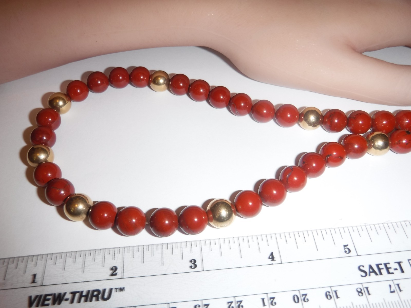 Estate 10 m/m Carnelian Bead Necklace (11) 14 K Gold Beads (7) 10 m/m (4) 5 m/m