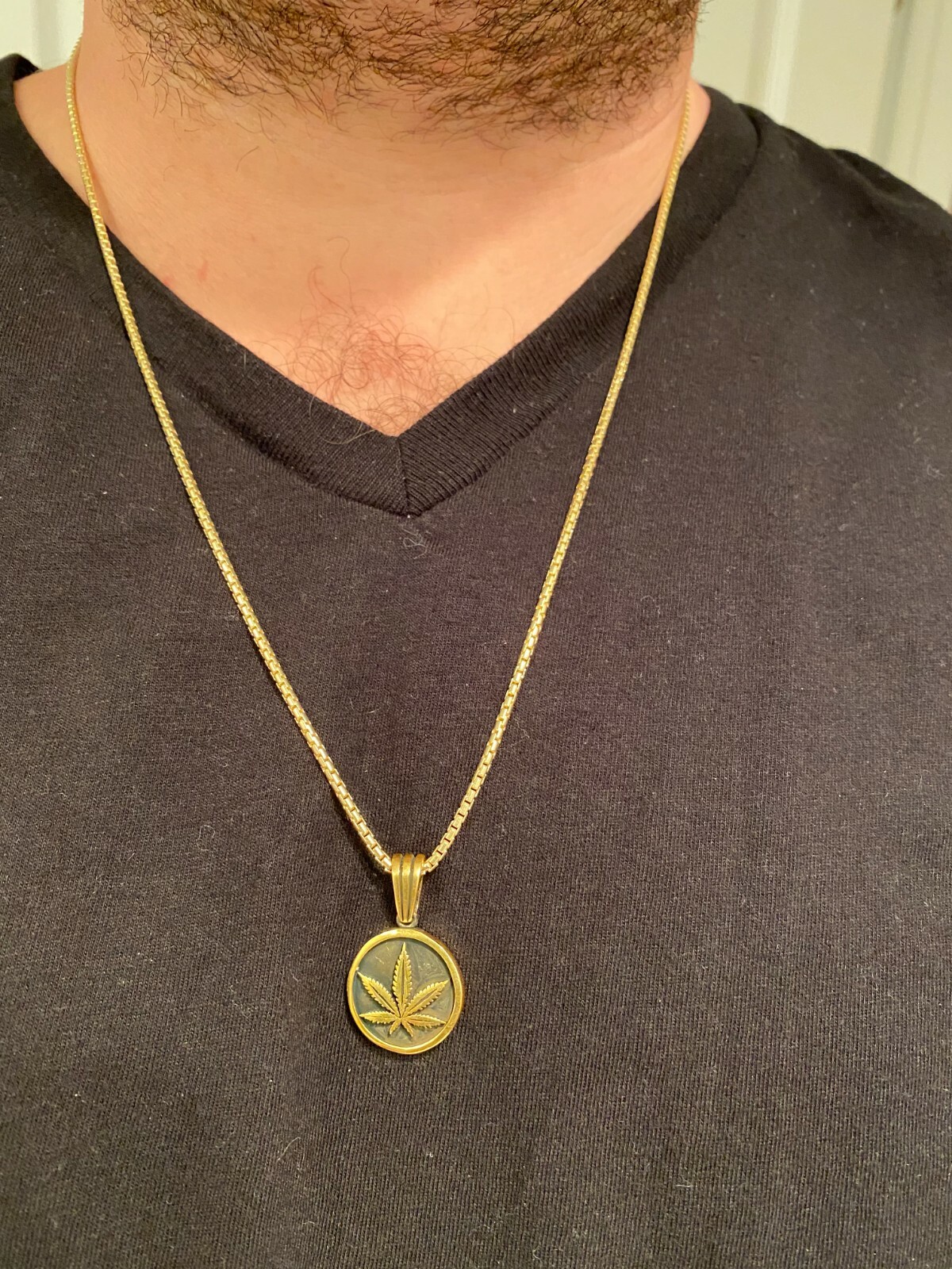 Solid 925 Sterling Silver Marijuana Weed Leaf Pendant Gold Plated Medallion
