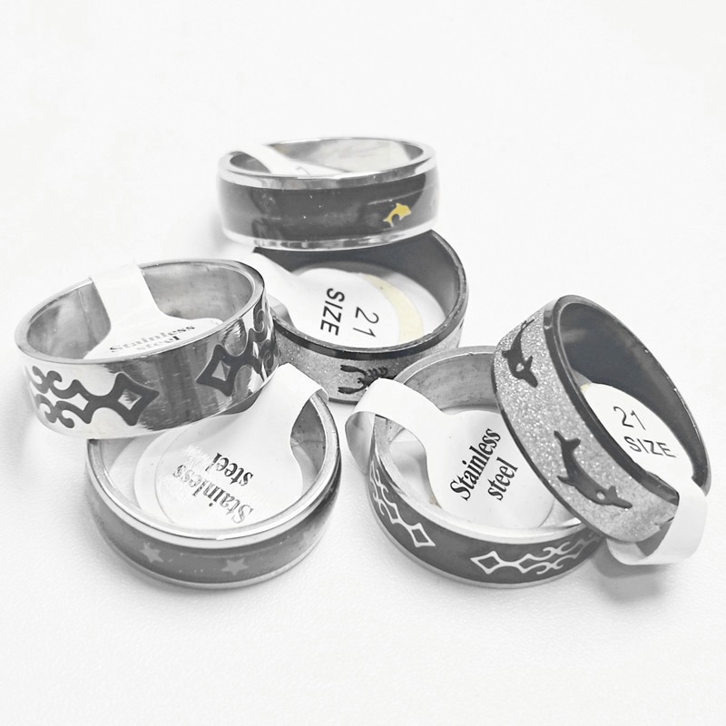36 Pcs 3 Styles Mixed Stainless Steel Rings Unisex Stackable Bulk Jewelry Set