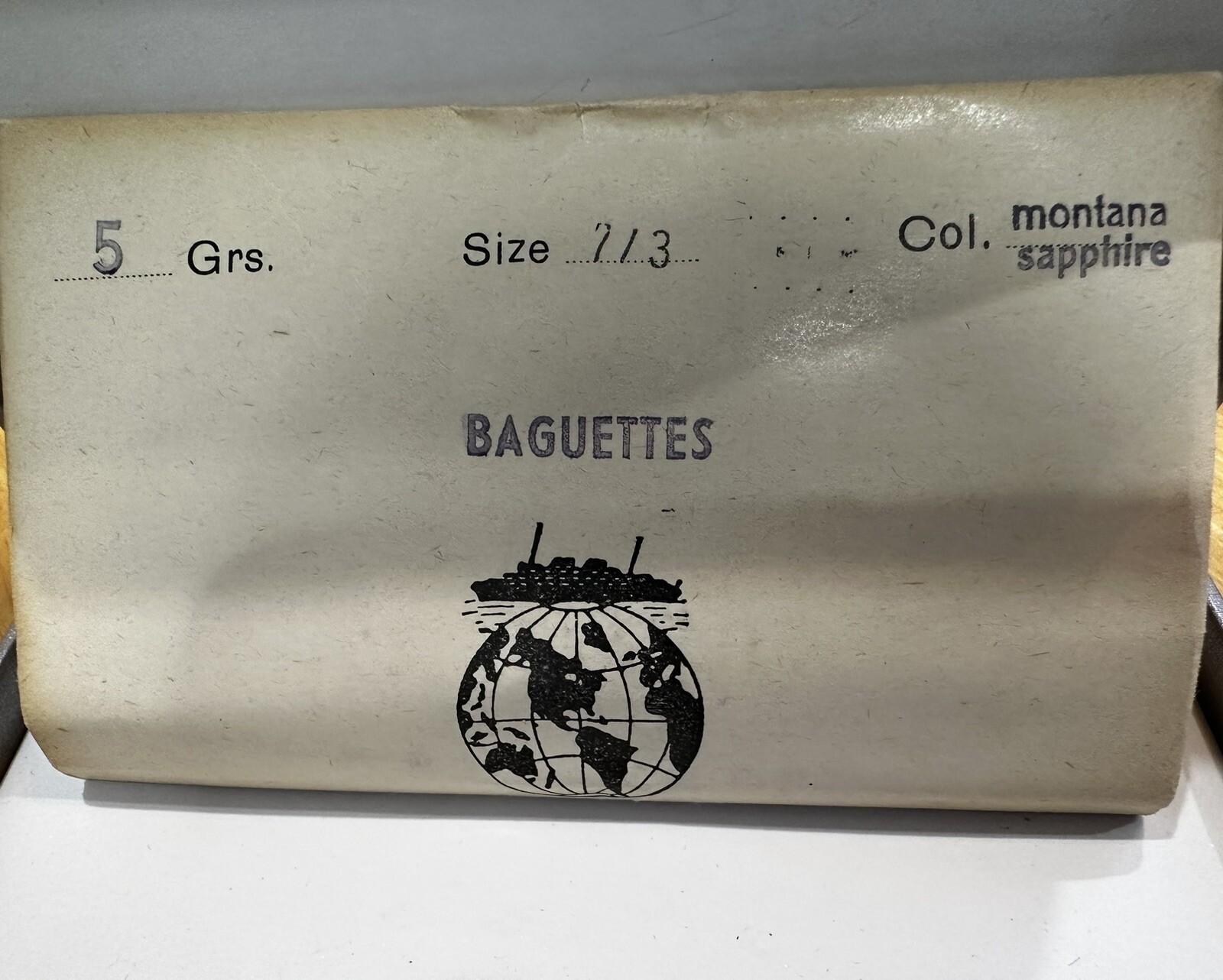 1930s BAGUETTES GERMANY Rhinestones Dozen MONTANA SAPPHIRE BLUE FOILED 7×3 mm 12