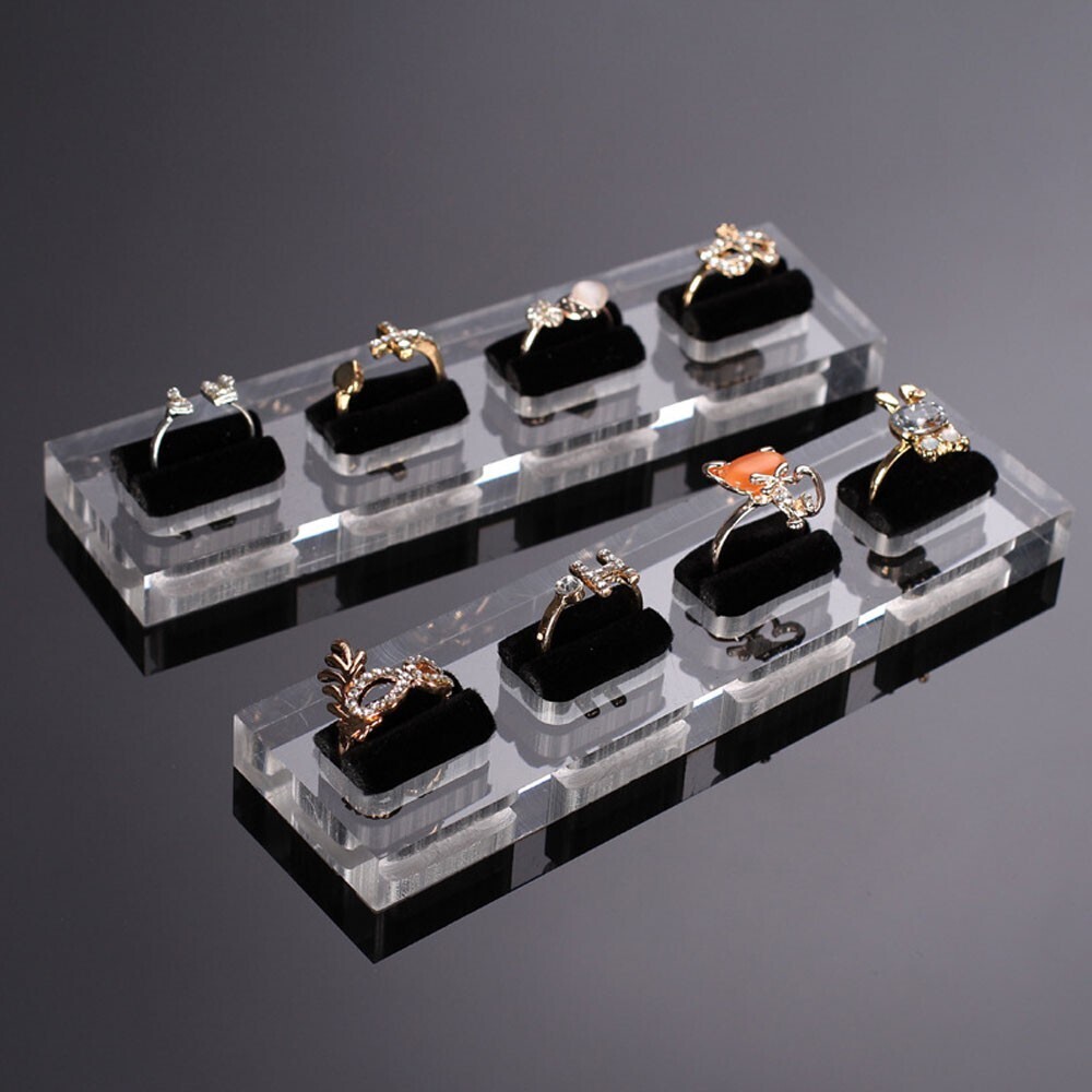 2x Acrylic Ring Display Stand Rings Support Rack Jewelry Retail Holder Organizer