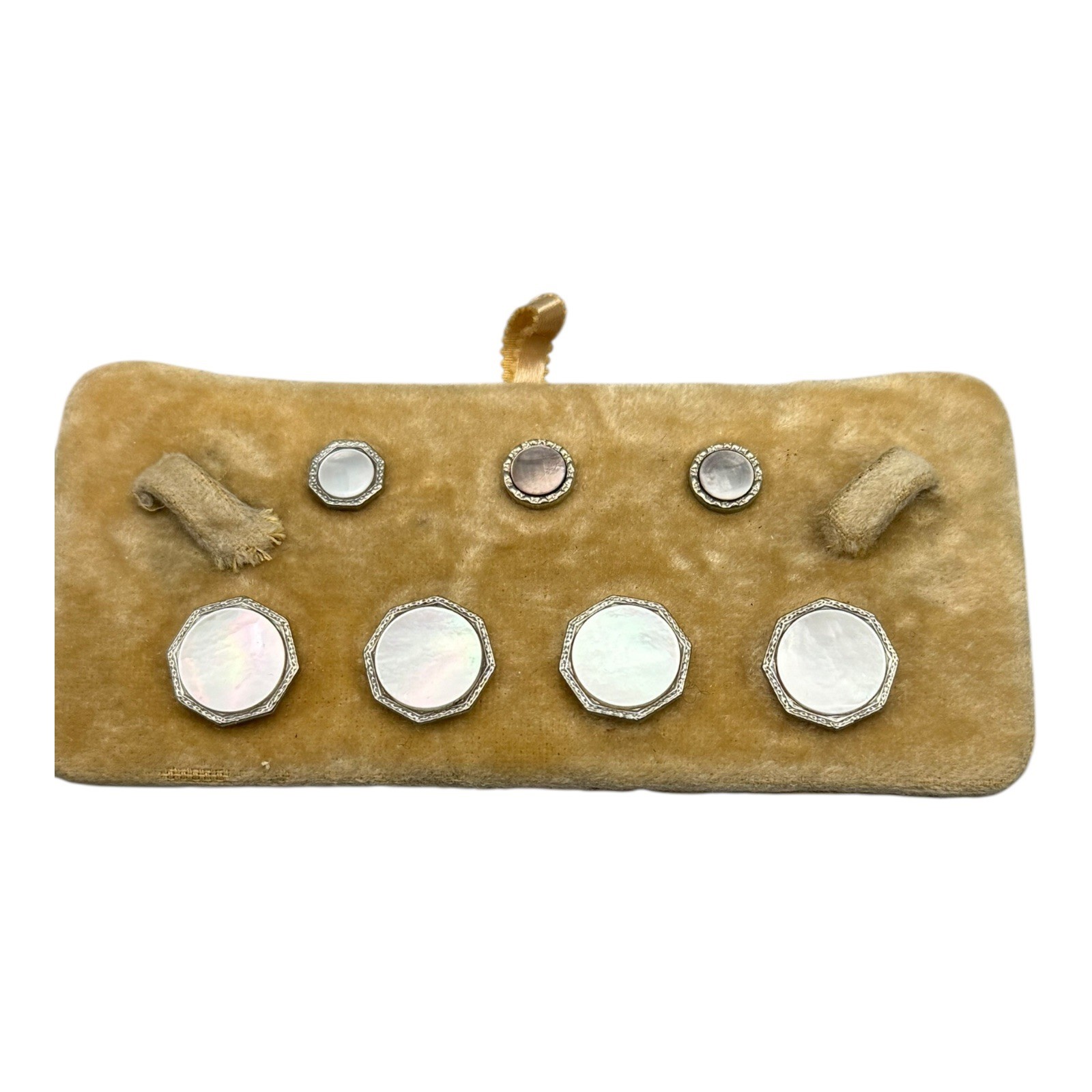 Art Deco Larter & Sons 14K Rolled Gold Mother Of Pearl Cufflinks