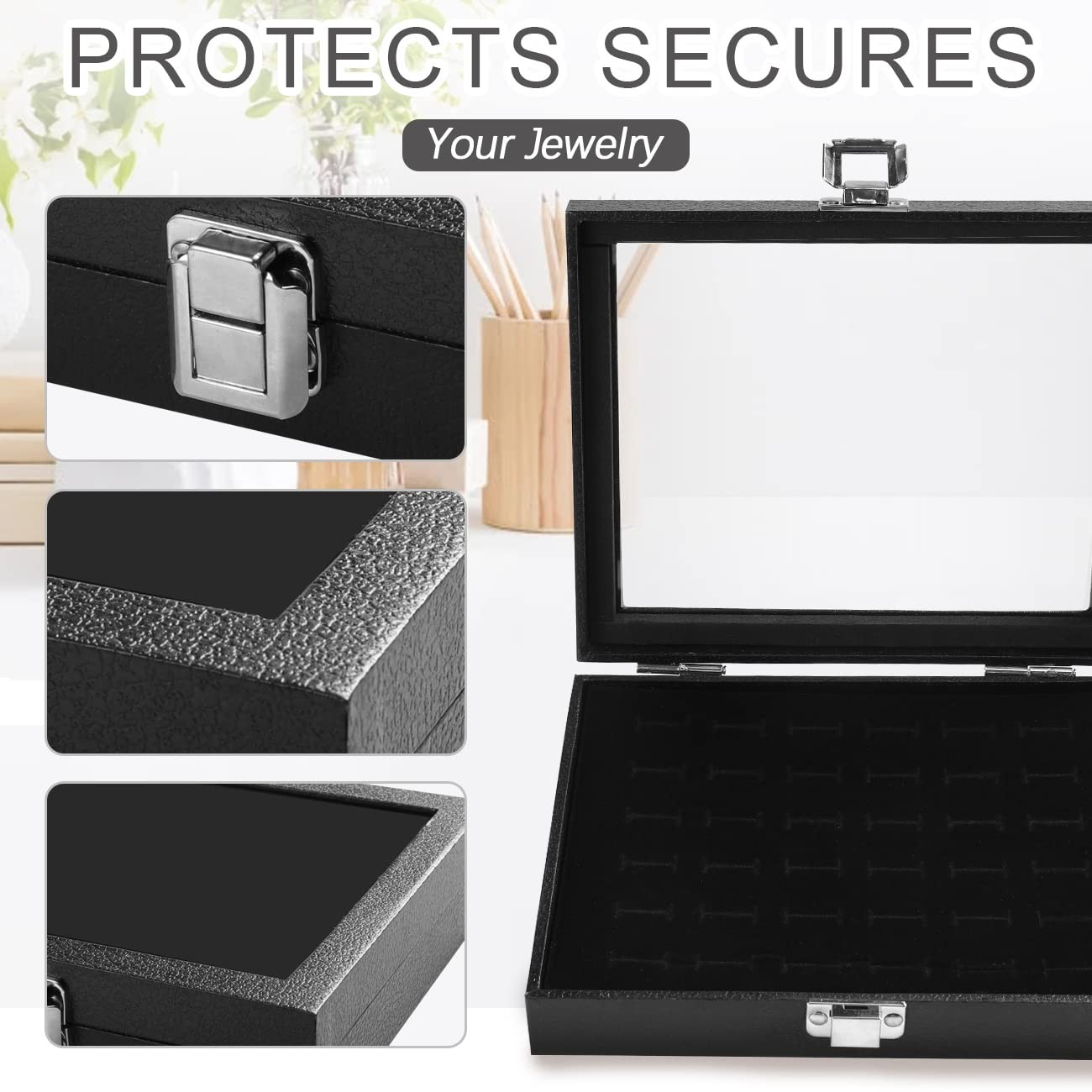 Barelove Jewelry Rings Storage Organizer Case, Black 19 x 21 x 5 cm,