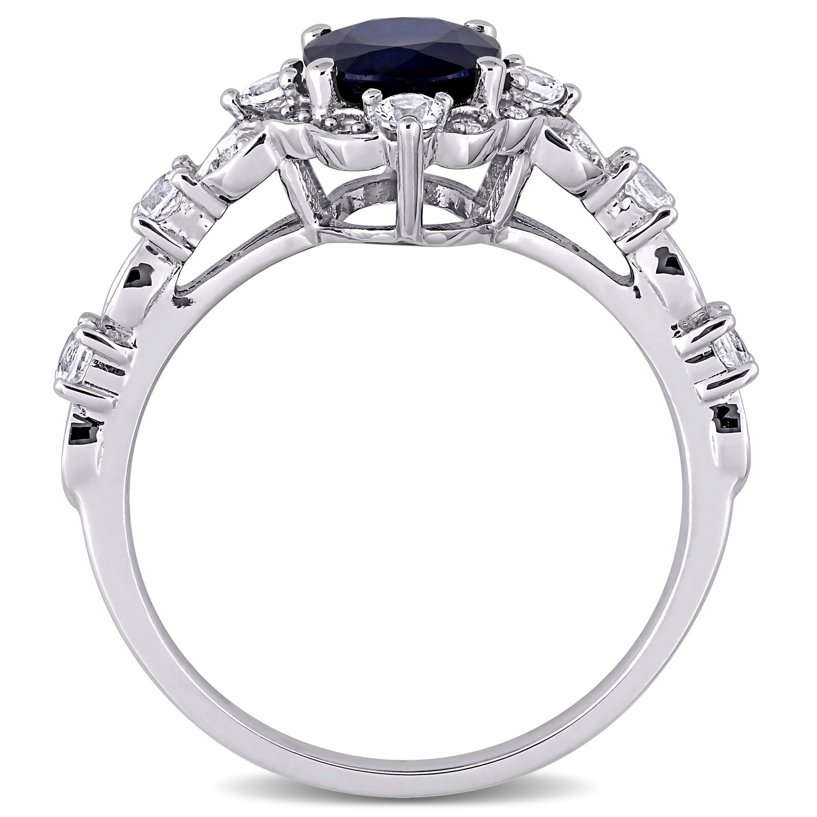 Amour 10K White Gold Diffused Sap. White Sapphire & Diamond Accent Fashion Ring