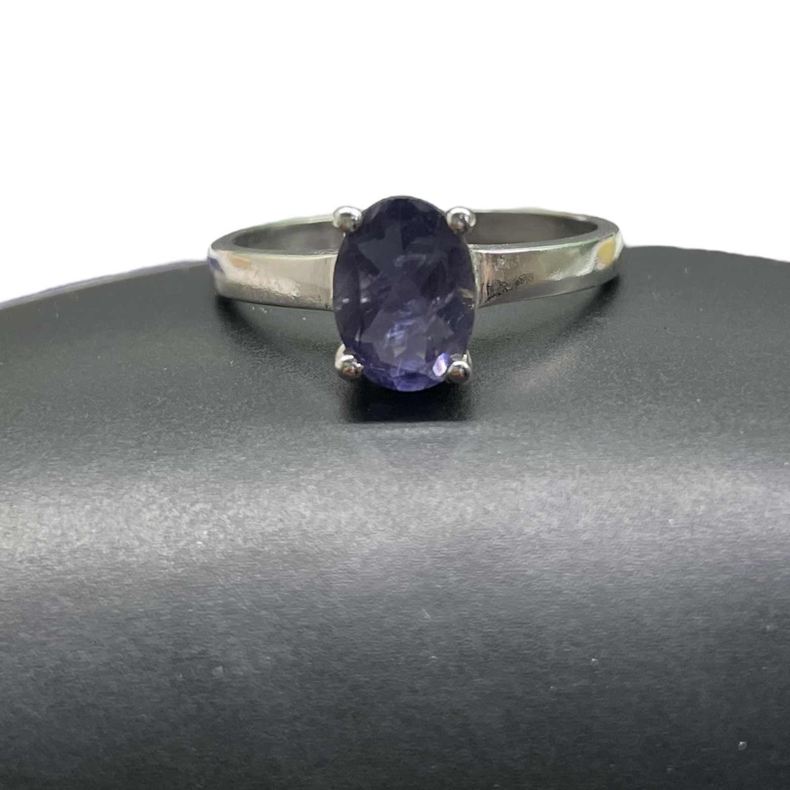 Natural Iolite Ring 925 Sterling Silver 14K WG Rhodium Plated Top Quality