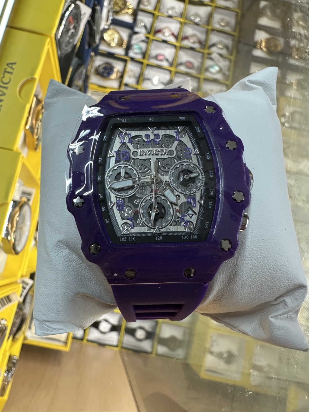 INVICTA RACING VALXOR UNISEX WATCH 40MM PURPLE BAND & CASE SKELETON DIAL 69611