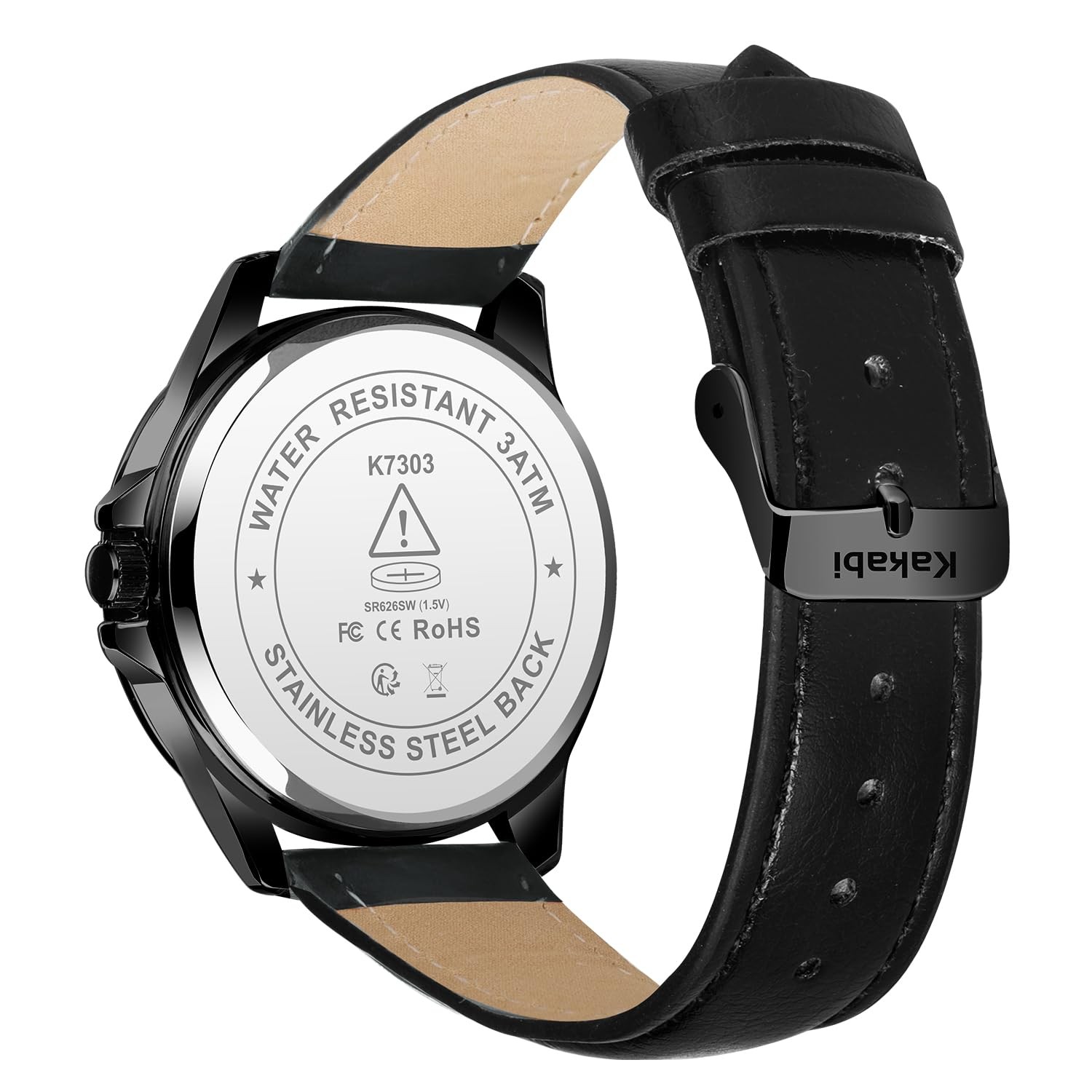 Kakabi Watches for Men, Minimalist Fashion Mens Leather K7303B-AllBlack-P
