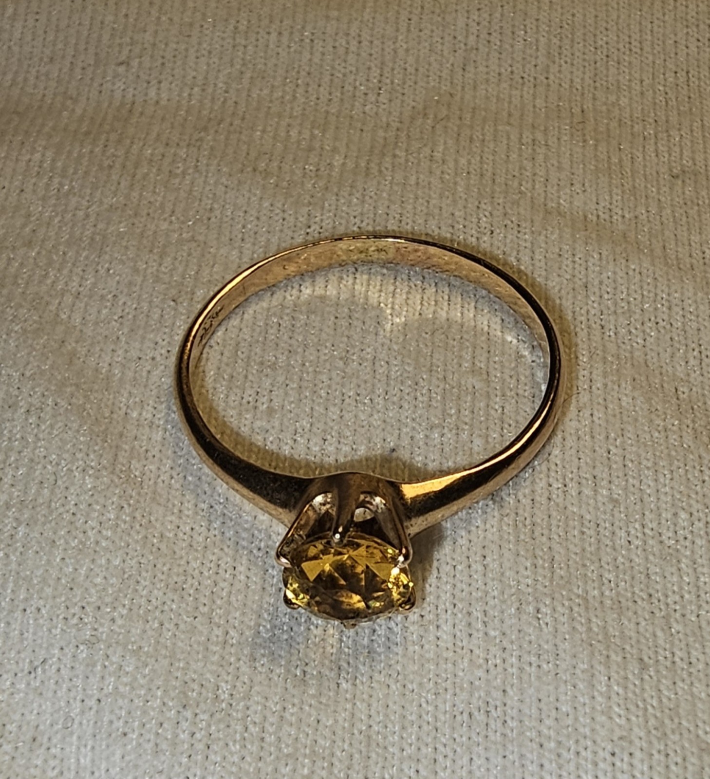 Late 18th Century Ostby & Barton Round Yellow Topaz Solitair, 10k Rose Gold
