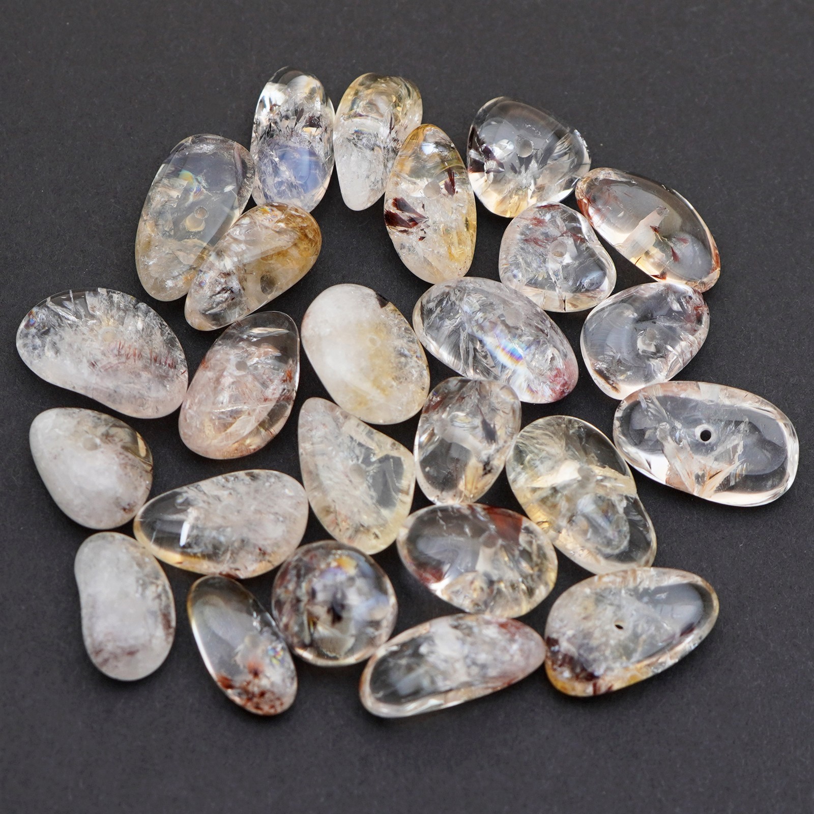 25 small side drilled pale yellow citrine nugget beads stone ranges 10mm 15mm