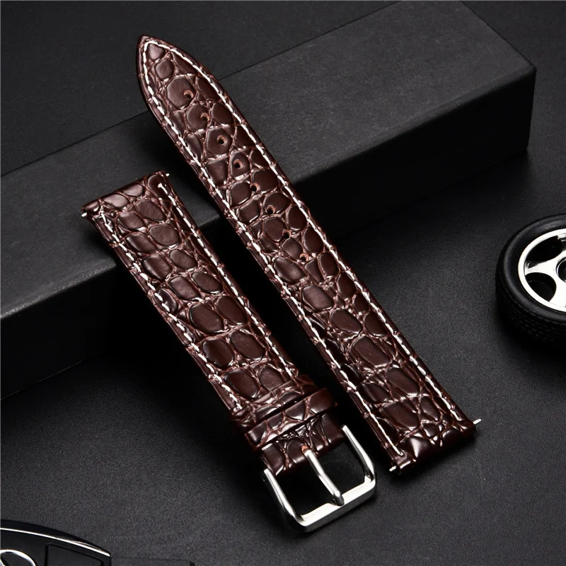 Leather Watch Strap Croco Pattern Soft & Casual Business-Band 18/20/22/24mm