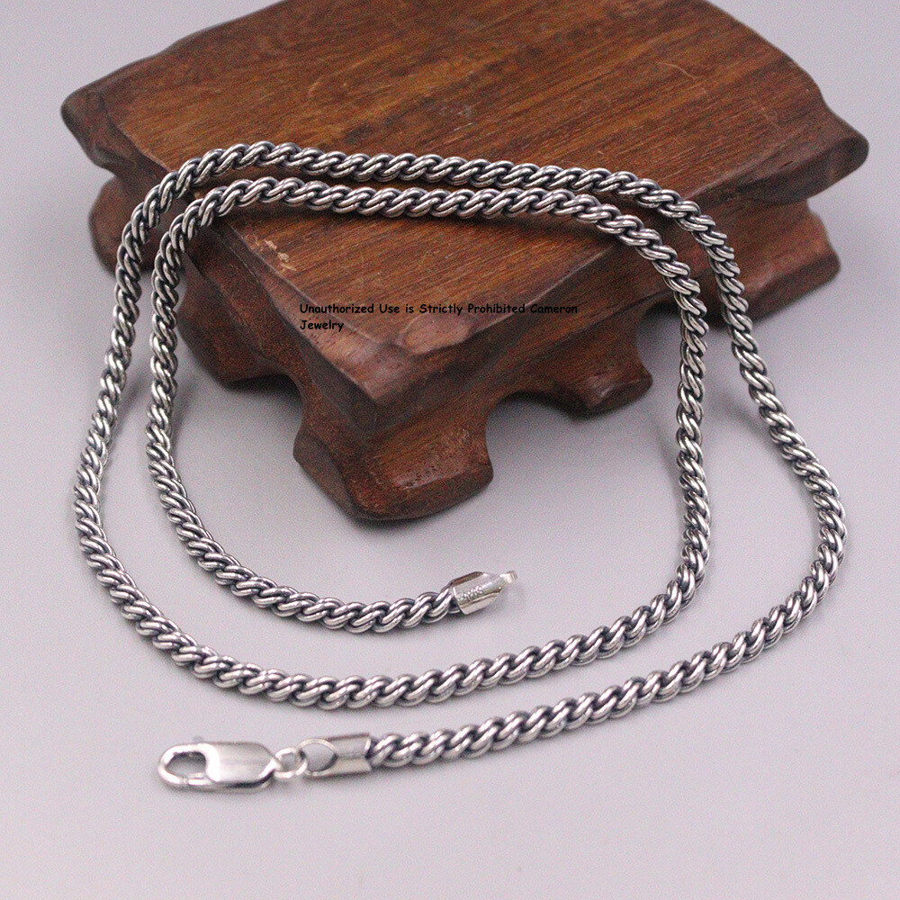 Pure S925 Sterling Silver Chain 3.5mm Twist Rope Link Necklace 29-30g 21.6inch