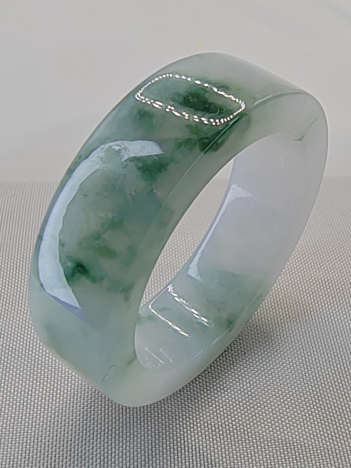 Ice Bluish Green Natural Jadeite Jade Band Ring # US SIZE 13.5 # 22.60mm