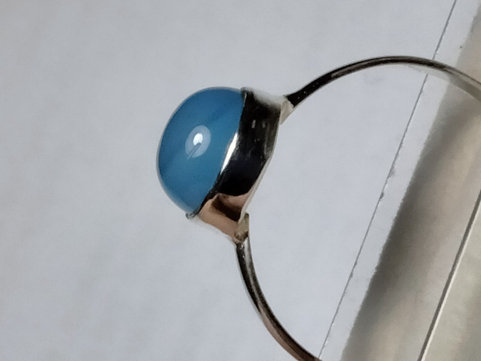 LOVELY SEA BLUE CHALCEDONY IN STERLING SILVER.925 RING SIZE 9.0-9.25!