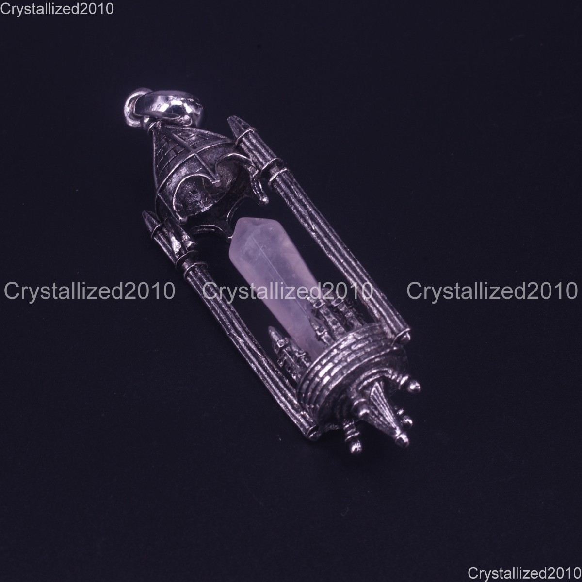 Natural Gemstone Medieval Retro Lantern Gothic Pendants Tibetan Silver 21x66mm