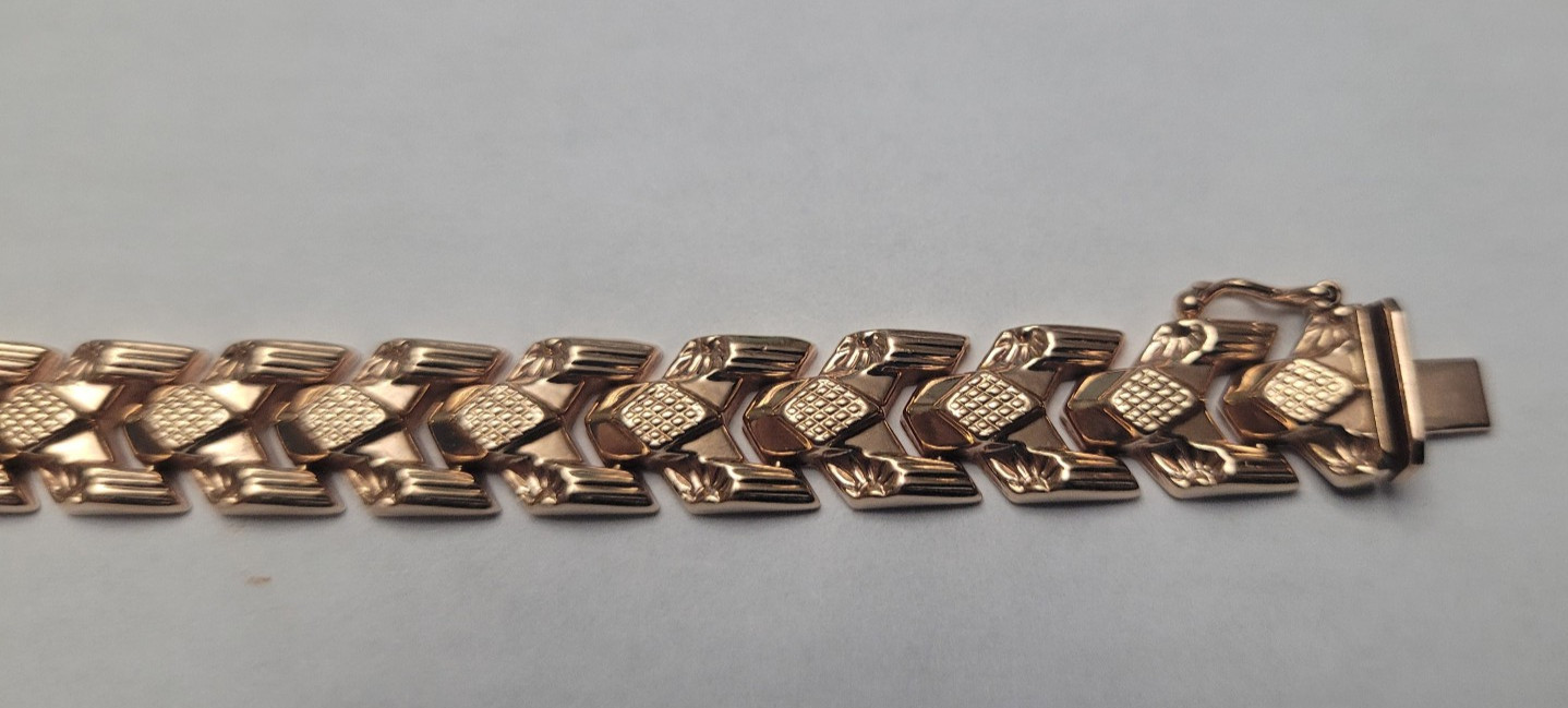 7-1/4 in Chevron Stampato Rose Gold Bracelet 14k 11.8 G Milor Group