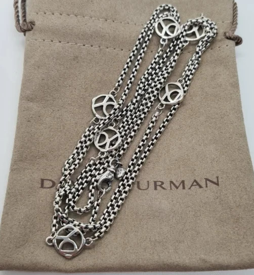 David Yurman Logo Station Necklace in Sterling