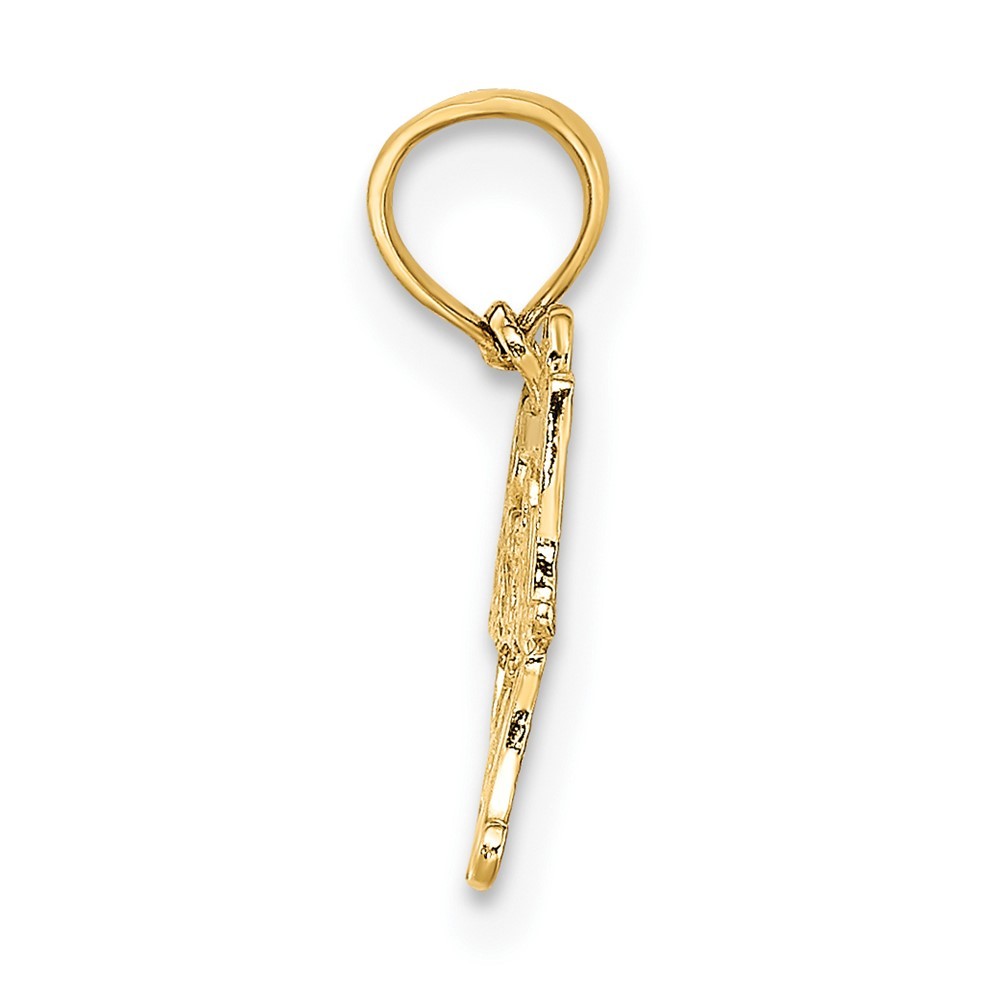 10K Yellow Gold BASEBALL MOM Charm Pendant L-10.9 mm, W-15.9 mm