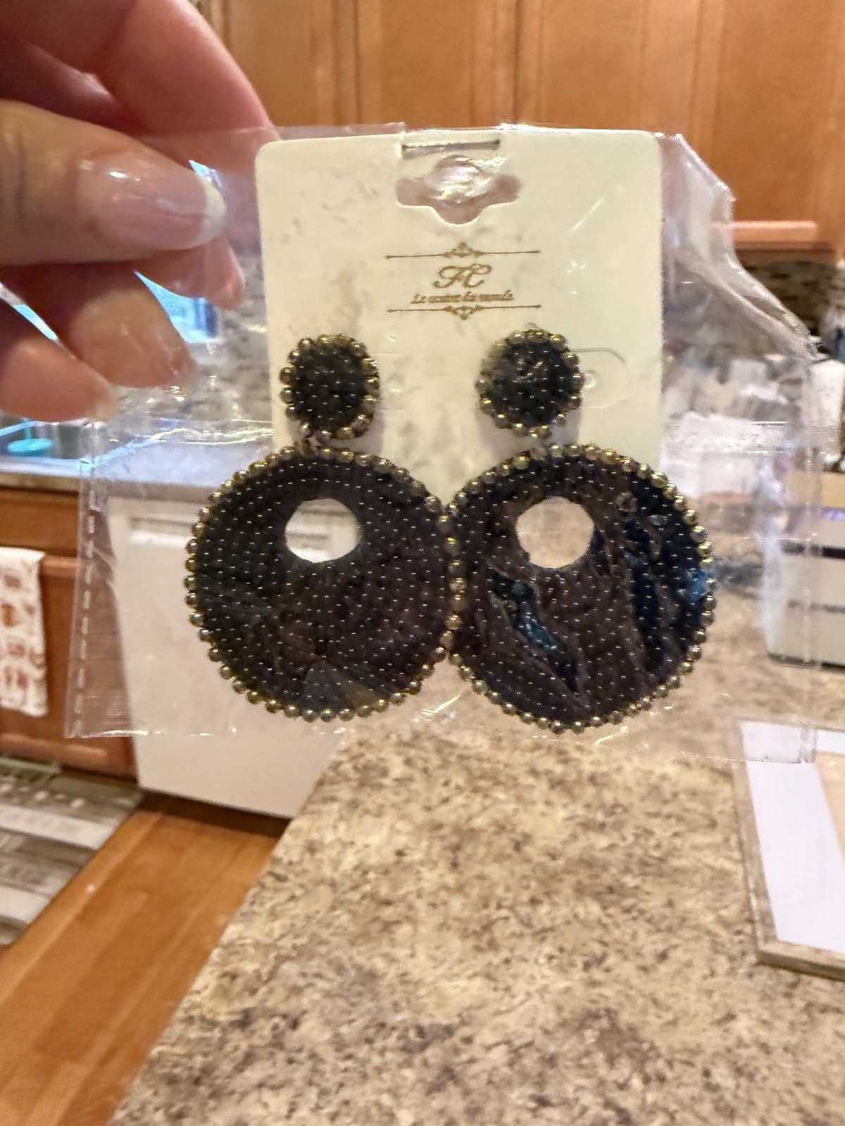 Black Seed Bead Dangle earrings