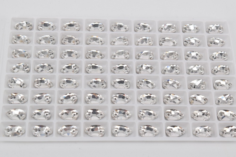 100 pcs Glass Crystal Clear Sew On Rhinestones Tear Drop Flatback Size Selection